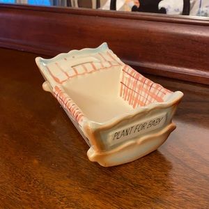 Vintage Enesco Japan Rocking Cradle Bank Planter
